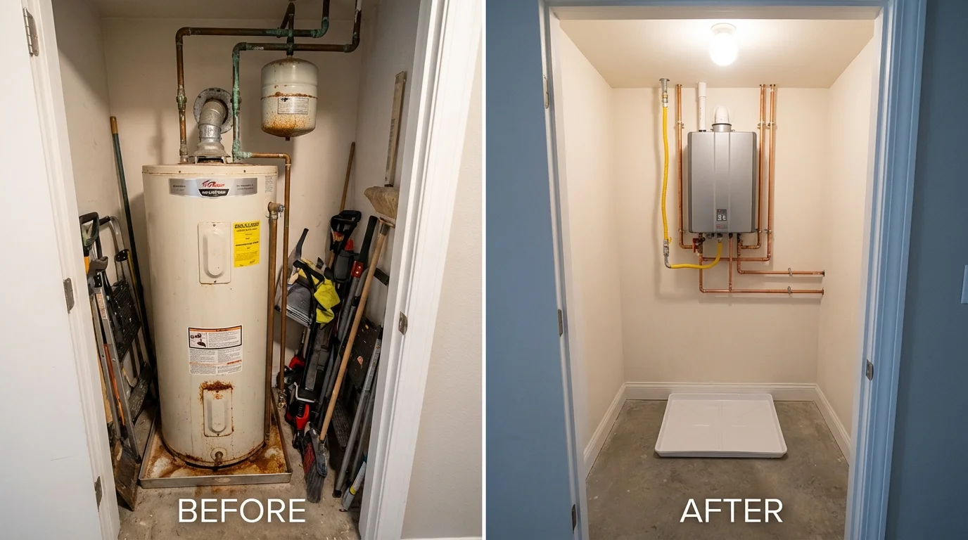 Tank water heater versus wall-mounted tankless unit comparison for Oakland, NJ homeowners